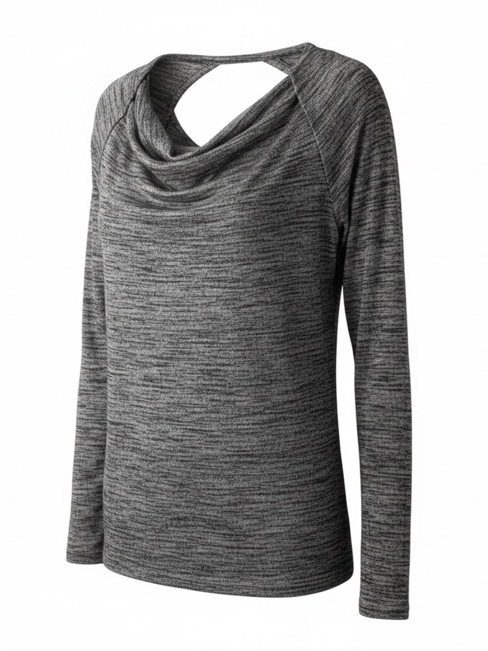 Athleta Gray Draped Cowl Neck Long Sleeve Top